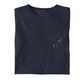 Folded navy t-shirt with the Scorpio constellation design on a white background