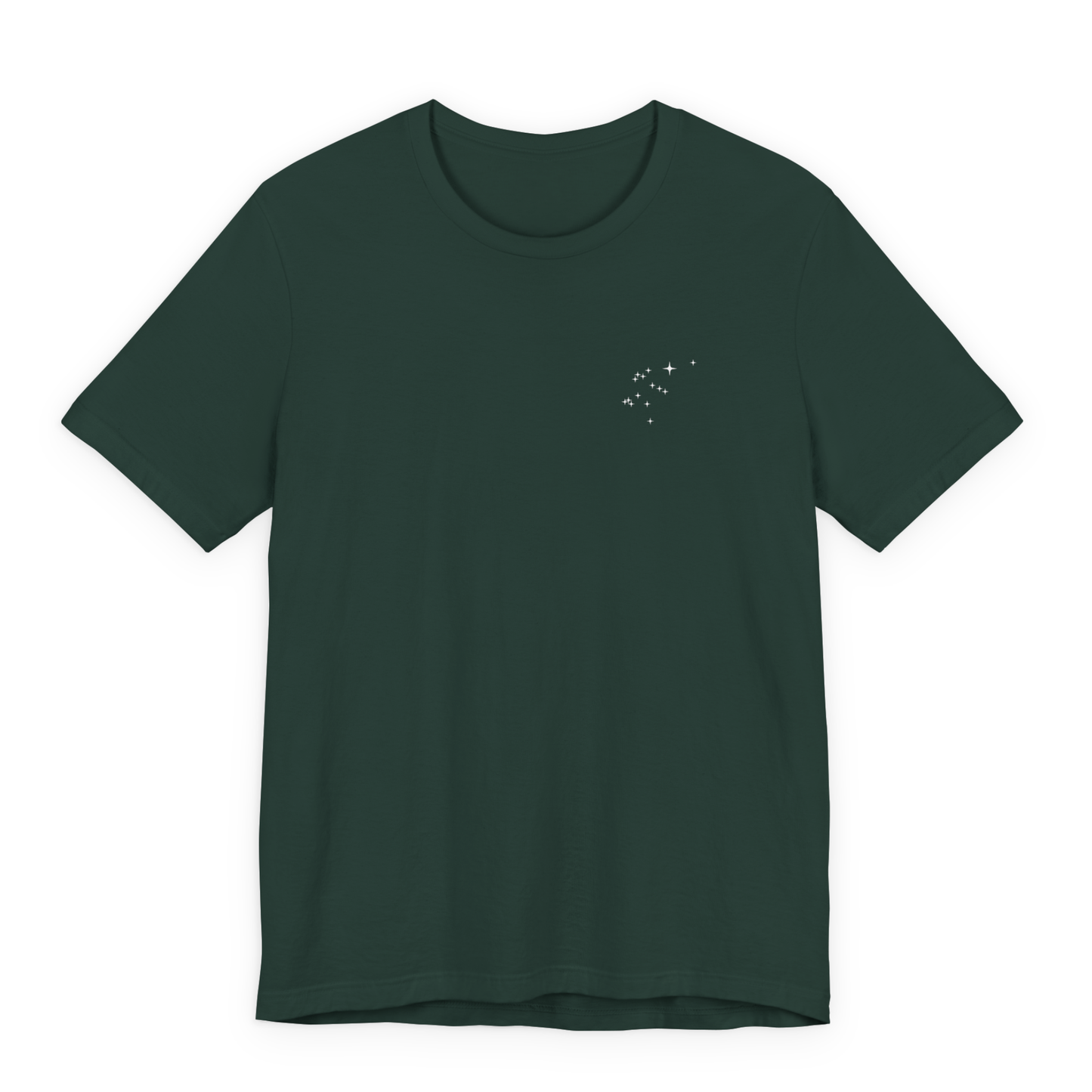 Forest green Aquarius constellation t-shirt on a white background