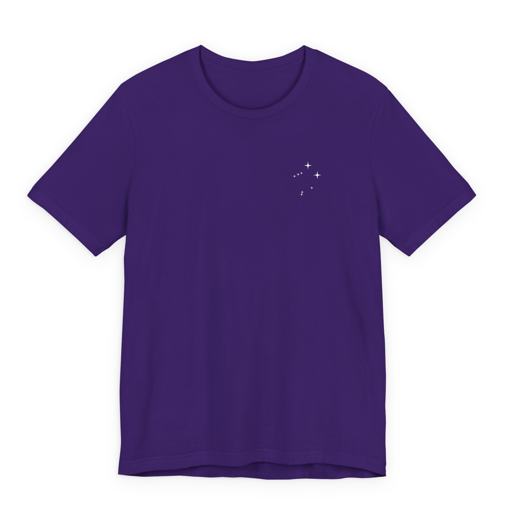 Purple Libra constellation t-shirt on a white background