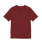Pisces constellation t-shirt in color cardinal with a white background.